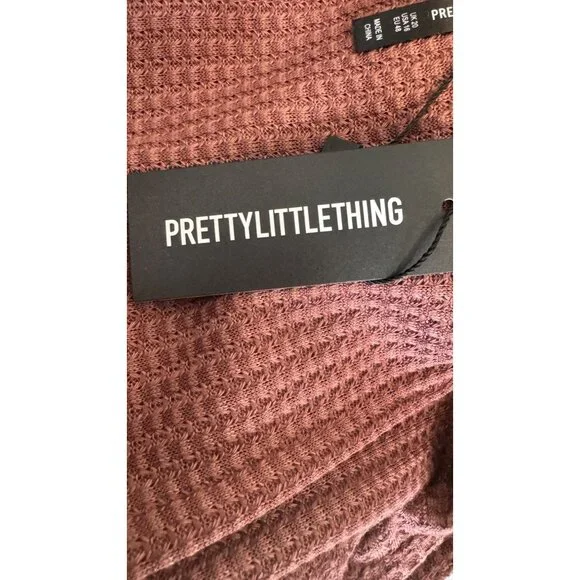 NWT Pretty Little Thing 16 Mauve Waffle Knit Maxi Dress Sleeveless Polyester - Picture 15 of 15